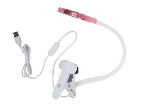 LED skrivbordslampa med klämma 24 LED USB vit/rosa maxhöjd 53 cm