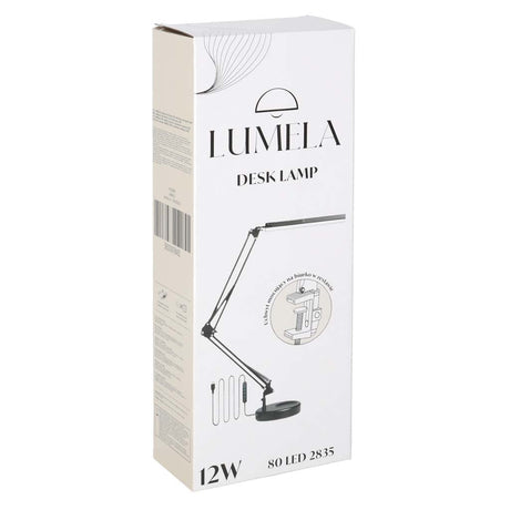 LED-skrivbordslampa med klämma USB 10 nivåer 3500–6000K svart