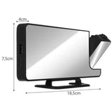 LED väckarklocka med projektor & spegel, USB-C/batteri, svart
