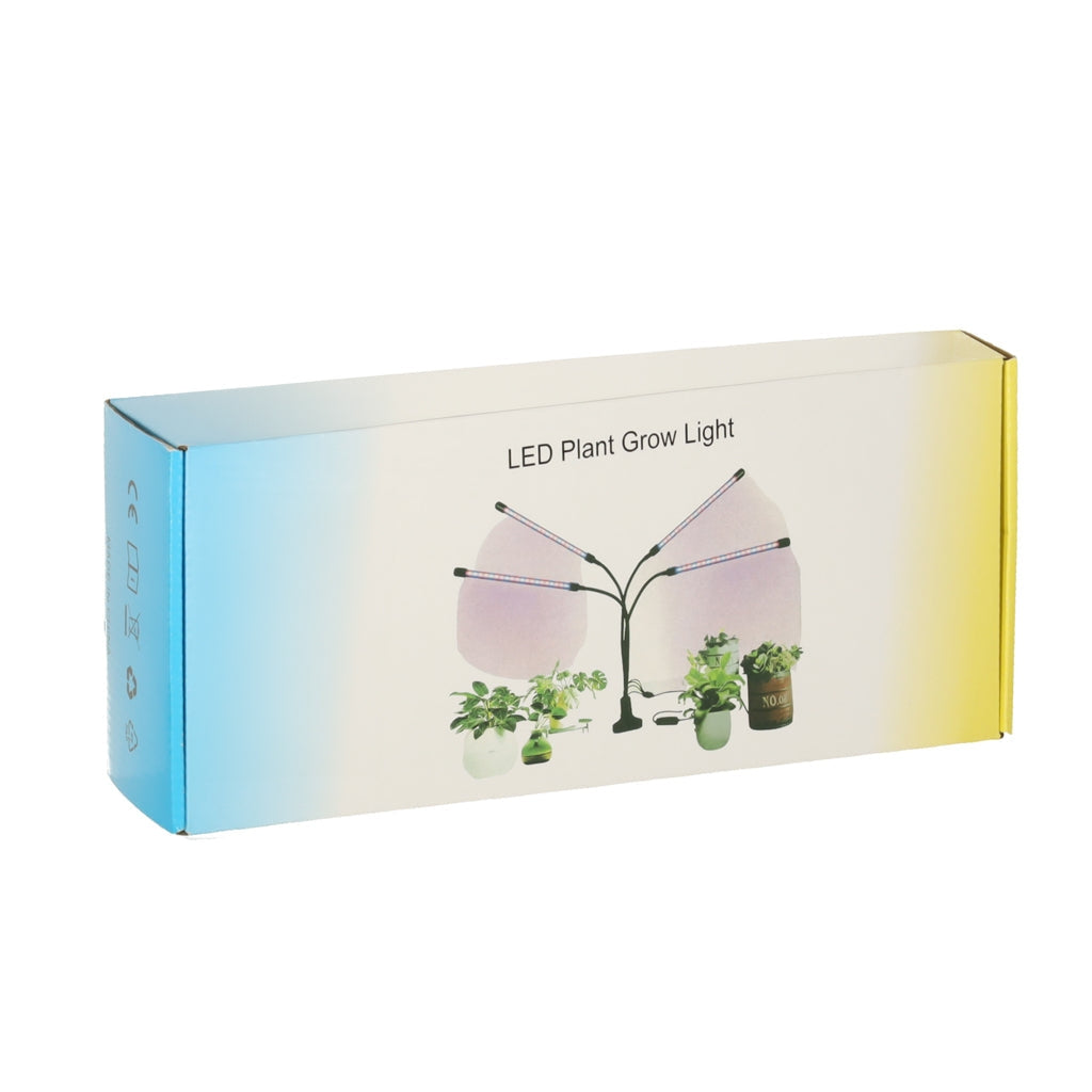 LED-växtlampa 10W med klämfäste, 3 flexibla armar, USB, timer