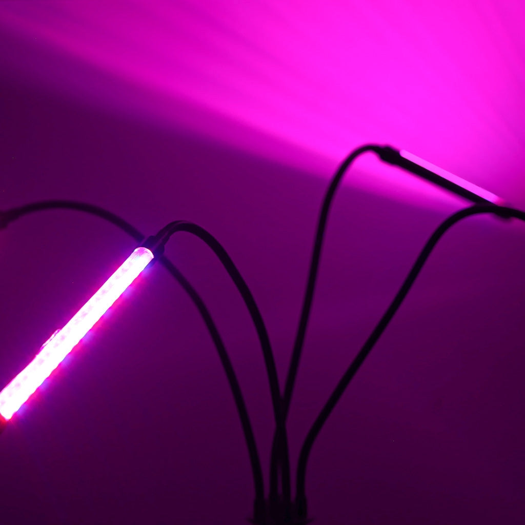 LED-växtlampa 4-armar på stativ 15W USB med timer & fjärrkontroll