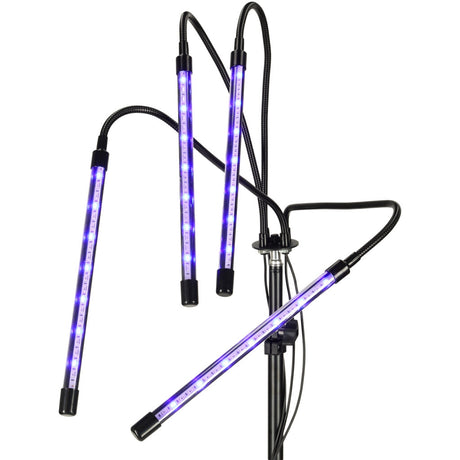 LED-växtlampa 4-armar på stativ 15W USB med timer & fjärrkontroll