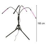 LED-växtlampa 4-armar på stativ 15W USB med timer & fjärrkontroll