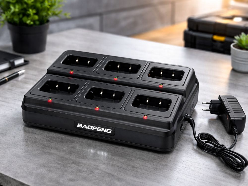 Laddstation 6-port för Baofeng BF-888S walkie talkie svart