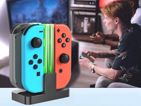 Laddstation för Nintendo Switch Joy-Con, laddar 4 kontroller, USB-C