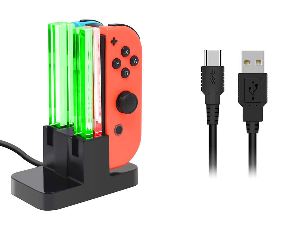 Laddstation för Nintendo Switch Joy-Con, laddar 4 kontroller, USB-C