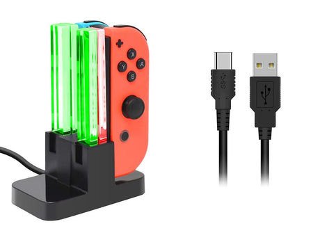 Laddstation för Nintendo Switch Joy-Con, laddar 4 kontroller, USB-C