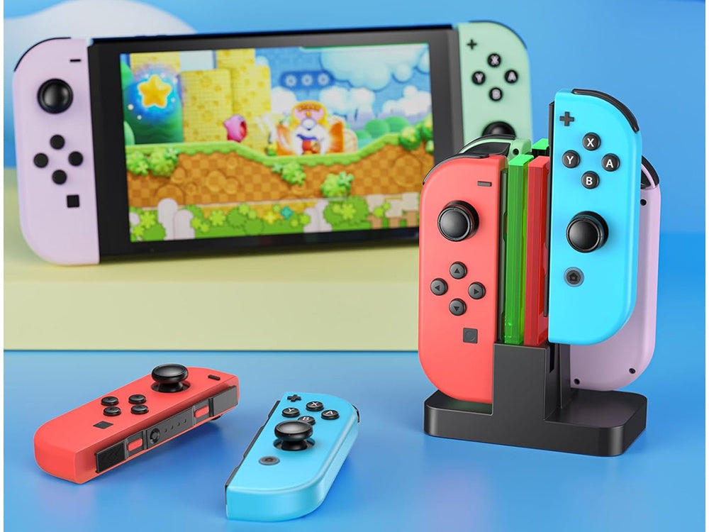 Laddstation för Nintendo Switch Joy-Con, laddar 4 kontroller, USB-C