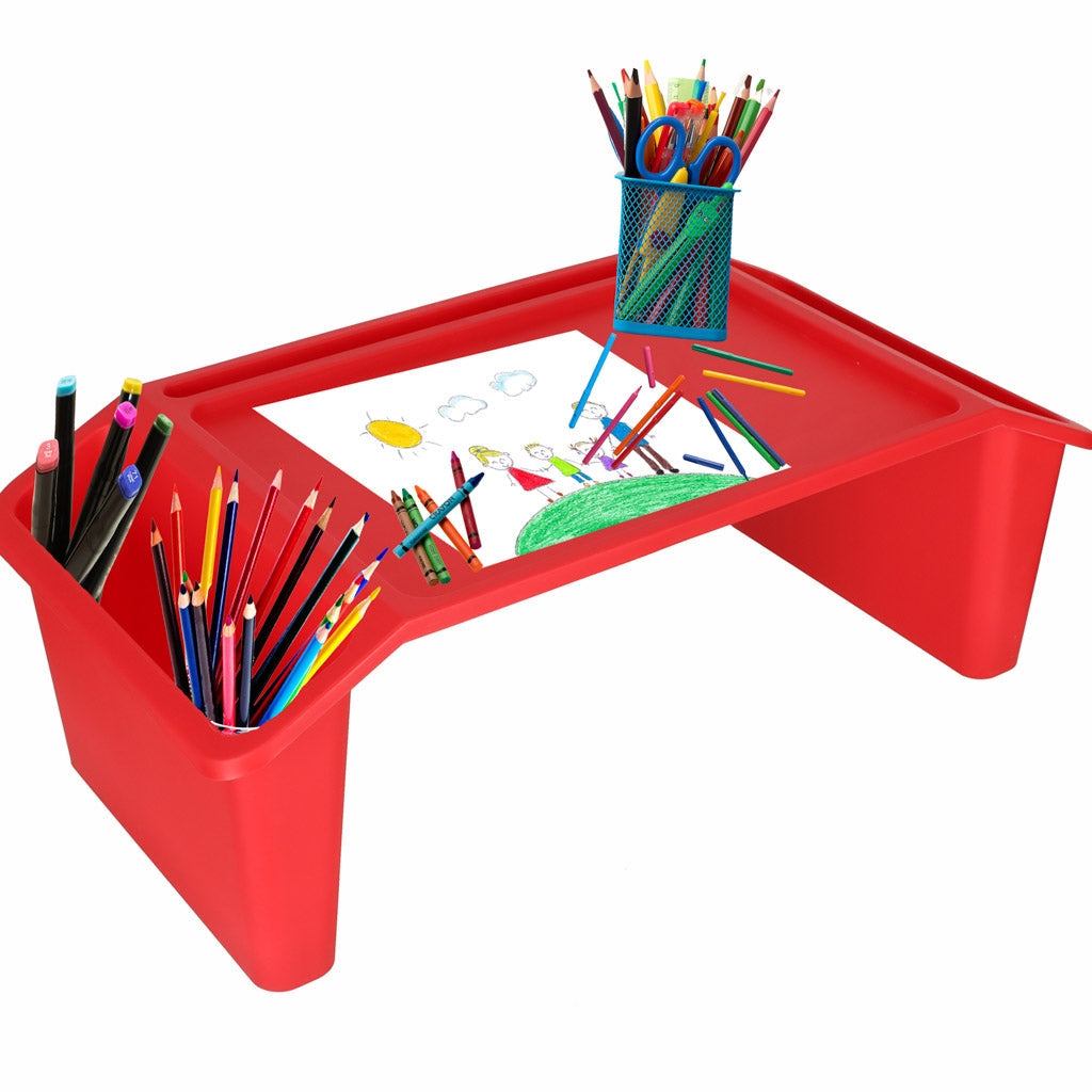 Laptopbord/bilbord för barn med organizer & mobilhållare röd 57x30cm