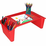 Laptopbord/bilbord för barn med organizer & mobilhållare röd 57x30cm