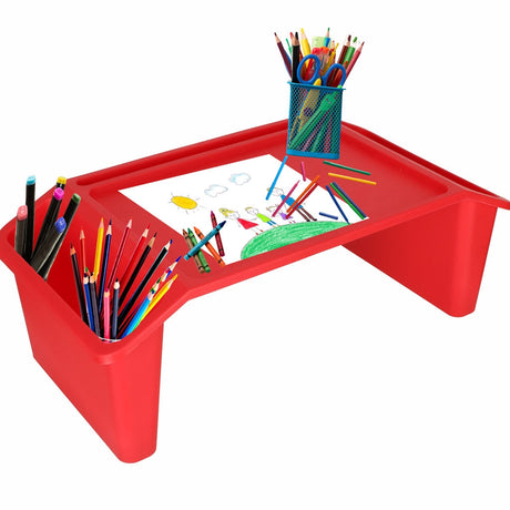 Laptopbord/bilbord för barn med organizer & mobilhållare röd 57x30cm