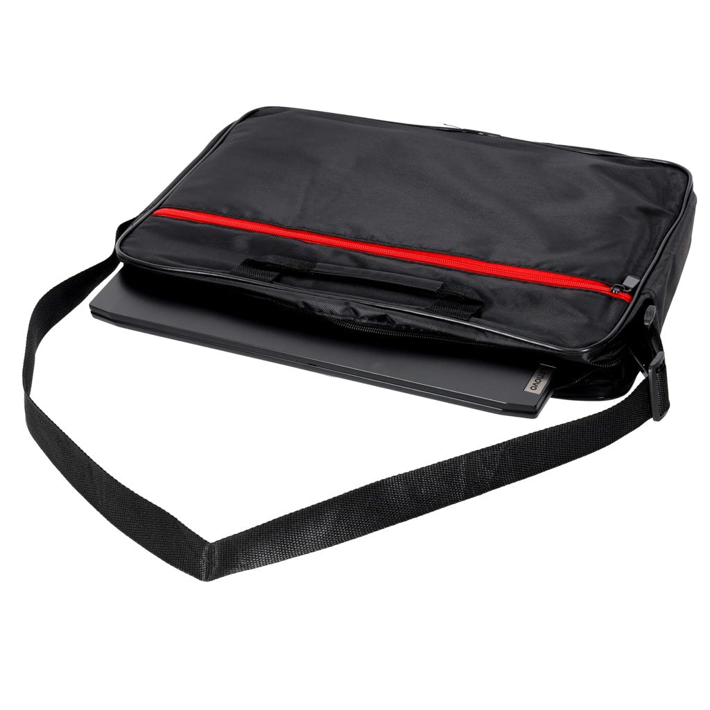Laptopväska 15,6 tum vadderad nylon med axelrem svart/röd
