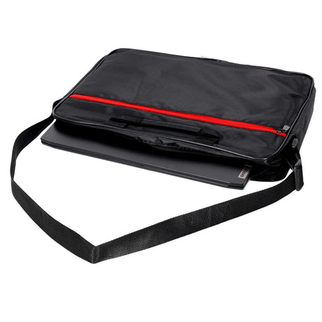 Laptopväska 15,6 tum vadderad nylon med axelrem svart/röd