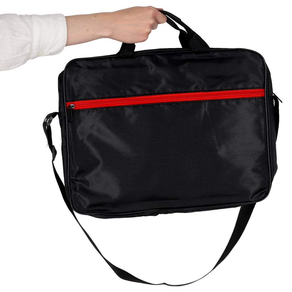 Laptopväska 15,6 tum vadderad nylon med axelrem svart/röd