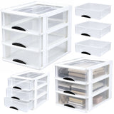 Lådförvaring/organisatör plast 3 lådor 37x28x27 cm transparent vit
