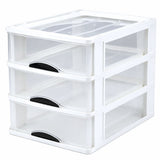 Lådförvaring/organisatör plast 3 lådor 37x28x27 cm transparent vit