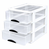 Lådförvaring/organisatör plast 3 lådor 37x28x27 cm transparent vit
