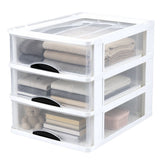 Lådförvaring/organisatör plast 3 lådor 37x28x27 cm transparent vit