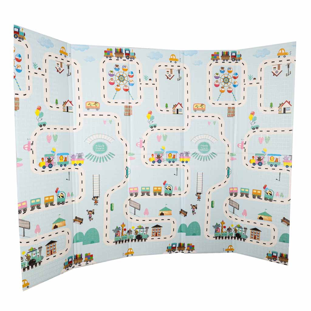 Lekmatta skum XPE 150x200 cm fällbar halkfri dubbelsidig gatumönster