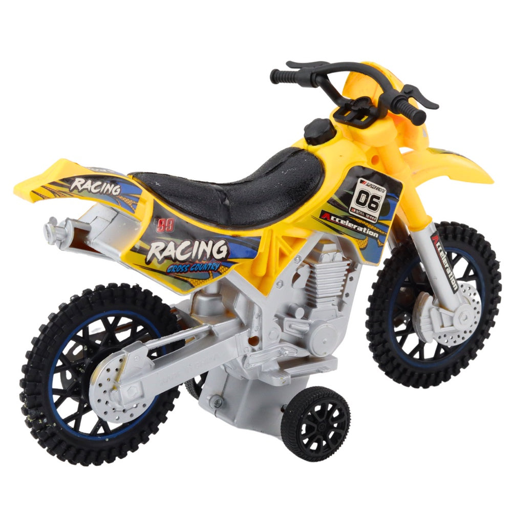 Leksak crossmotorcykel off-road 27 cm gul med ljus och ljud