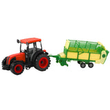 Leksak gårdstraktor med trailer 49 cm röd/grön/gul plast