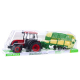 Leksak gårdstraktor med trailer 49 cm röd/grön/gul plast
