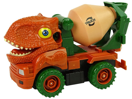Leksaksbetongbil dinosaurie 17 cm med skruvmejsel, friktionsdrift