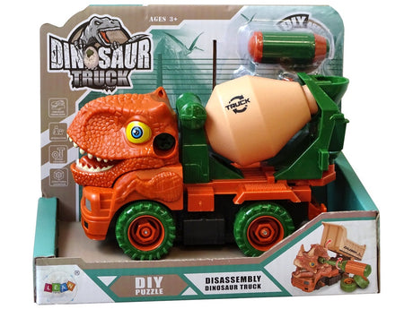 Leksaksbetongbil dinosaurie 17 cm med skruvmejsel, friktionsdrift
