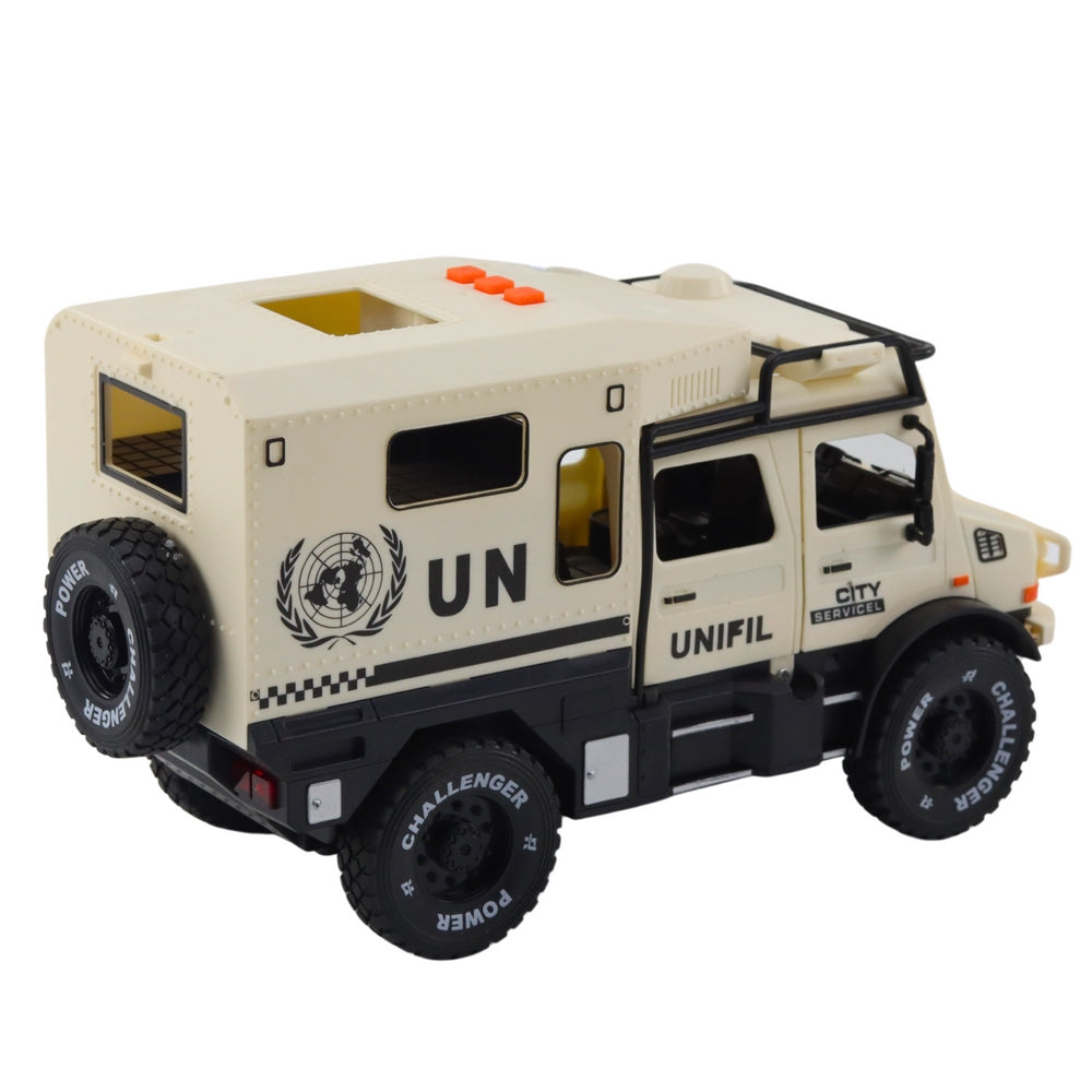 Leksaksbil Off-Road City Service 1:14 dragback ljus/ljud beige
