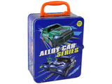 Leksaksbilar friktionsdrift 12-pack 1:64 med metallväska, 3+