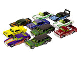 Leksaksbilar metall 10-pack med flammor skala 1:64 8 cm
