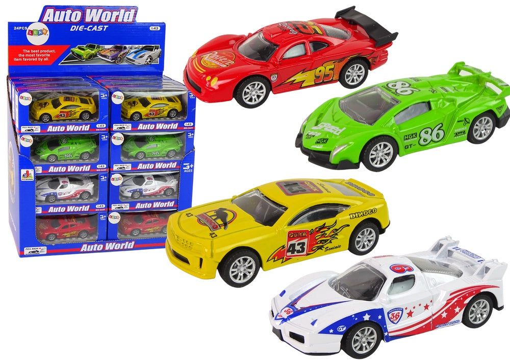 Leksaksbilar sportbil 1:43 friktionsdrift 4-pack plast 3+ år