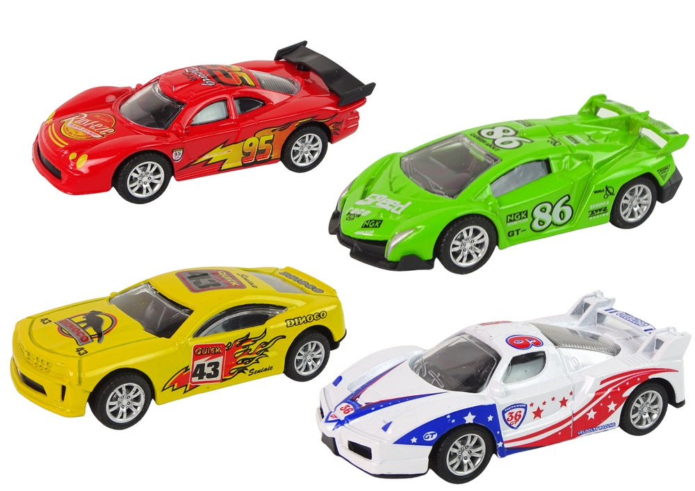 Leksaksbilar sportbil 1:43 friktionsdrift 4-pack plast 3+ år