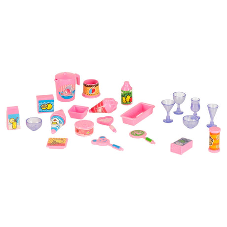 Leksaksbil glassbil camper med tillbehör 30 delar, rosa/vit, 3+