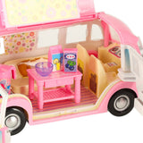 Leksaksbil glassbil camper med tillbehör 30 delar, rosa/vit, 3+