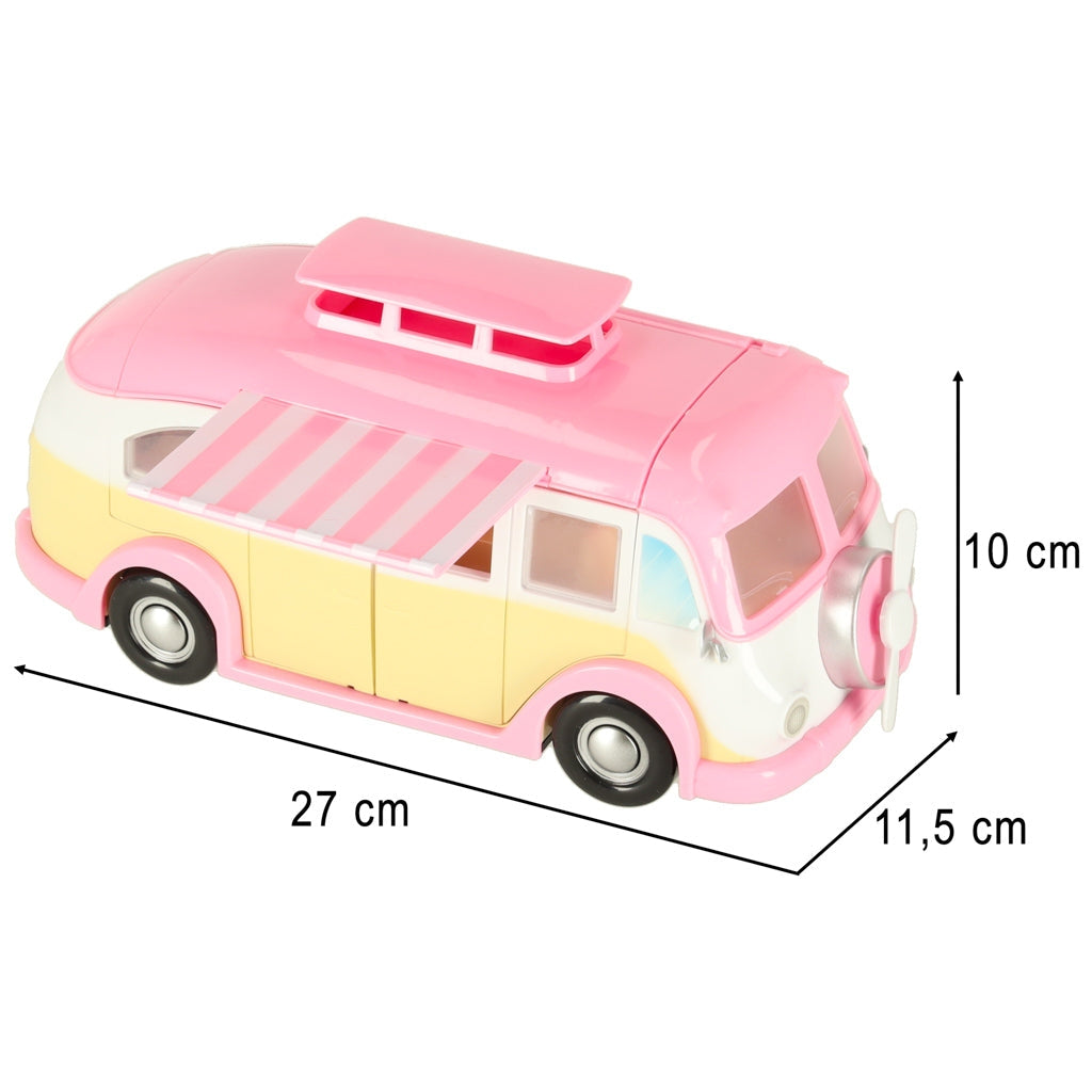 Leksaksbil glassbil camper med tillbehör 30 delar, rosa/vit, 3+