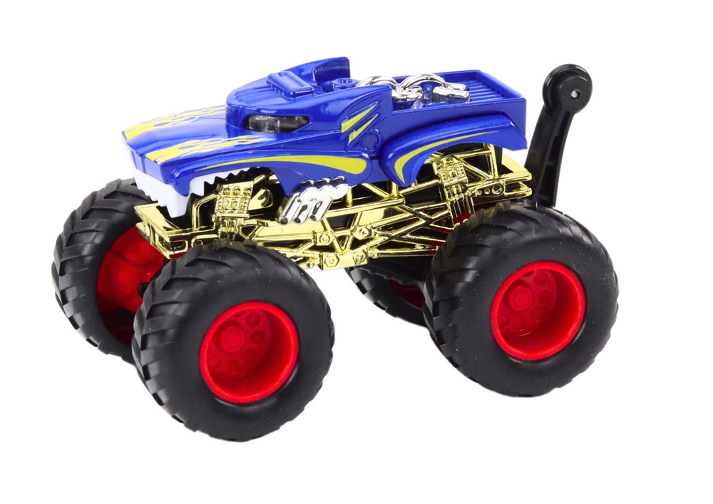 Leksaksbil off-road blå med gummihjul och hög fjädring 11 cm