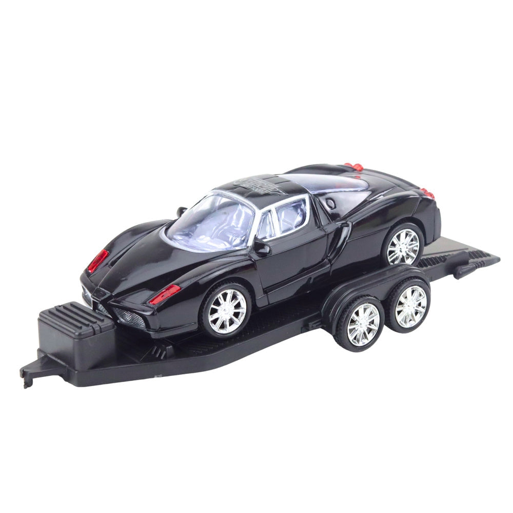 Leksaksbil off-road med friktionsdrift, bilsläp och sportbil 58,5 cm