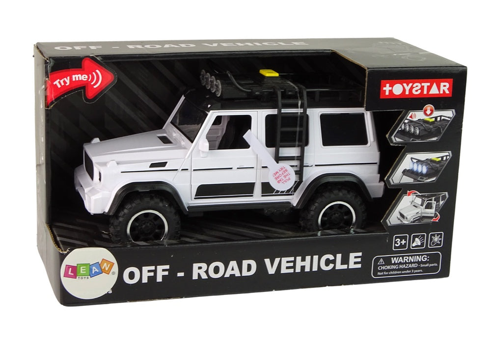 Leksaksbil offroad med friktionsdrift ljus & ljud vit 23 cm 3+ år