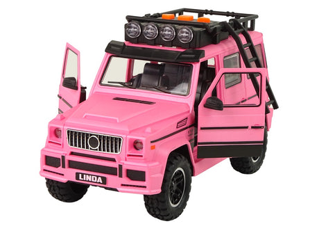 Leksaksbil offroad rosa 25 cm med friktionsdrift, ljud & ljus 3+