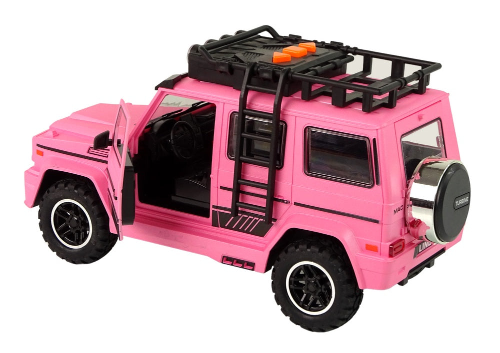 Leksaksbil offroad rosa 25 cm med friktionsdrift, ljud & ljus 3+