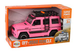 Leksaksbil offroad rosa 25 cm med friktionsdrift, ljud & ljus 3+