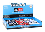 Leksaksbil polis/brandbil 12 cm metall friktionsdrift ljus 12-pack