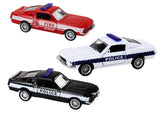 Leksaksbil polis/brandbil 12 cm metall friktionsdrift ljus 12-pack
