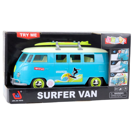 Leksaksbil surfvan retro 26,5 cm med ljus/ljud och avtagbar surfbräda