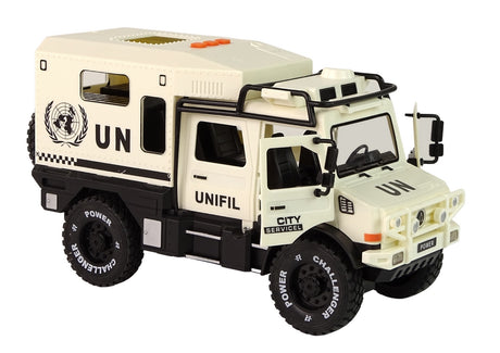 Leksaksbil terrängbil 1:14 med ljus & ljud, dragback, 24 cm