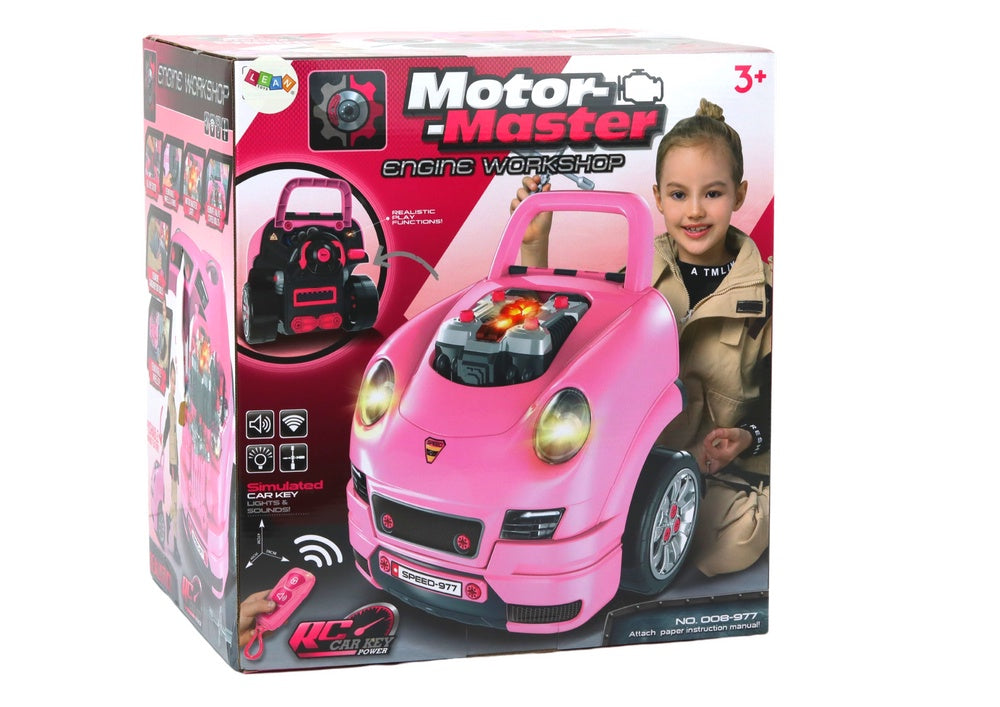 Leksaksbil verkstad DIY demonteringskit rosa med ljud/ljus, 3+ år