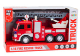 Leksaksbrandbil 1:16 med vattenspruta, ljus/ljud, friktion 26,5 cm