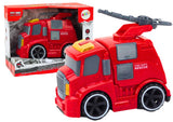 Leksaksbrandbil 19 cm med ljus och ljud, rörlig vattenkanon 3+