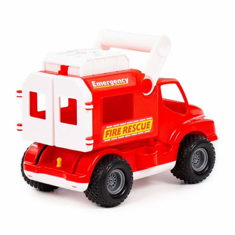 Leksaksbrandbil 24 cm med öppningsbara delar och gummihjul, 1+ år
